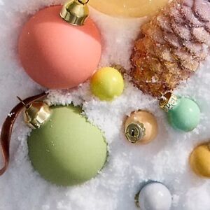 Anthropologie Pink Wax Pine cone ornament set of 6